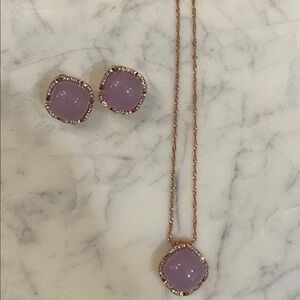Elegant Pink/lavender Pendant and Earring Set